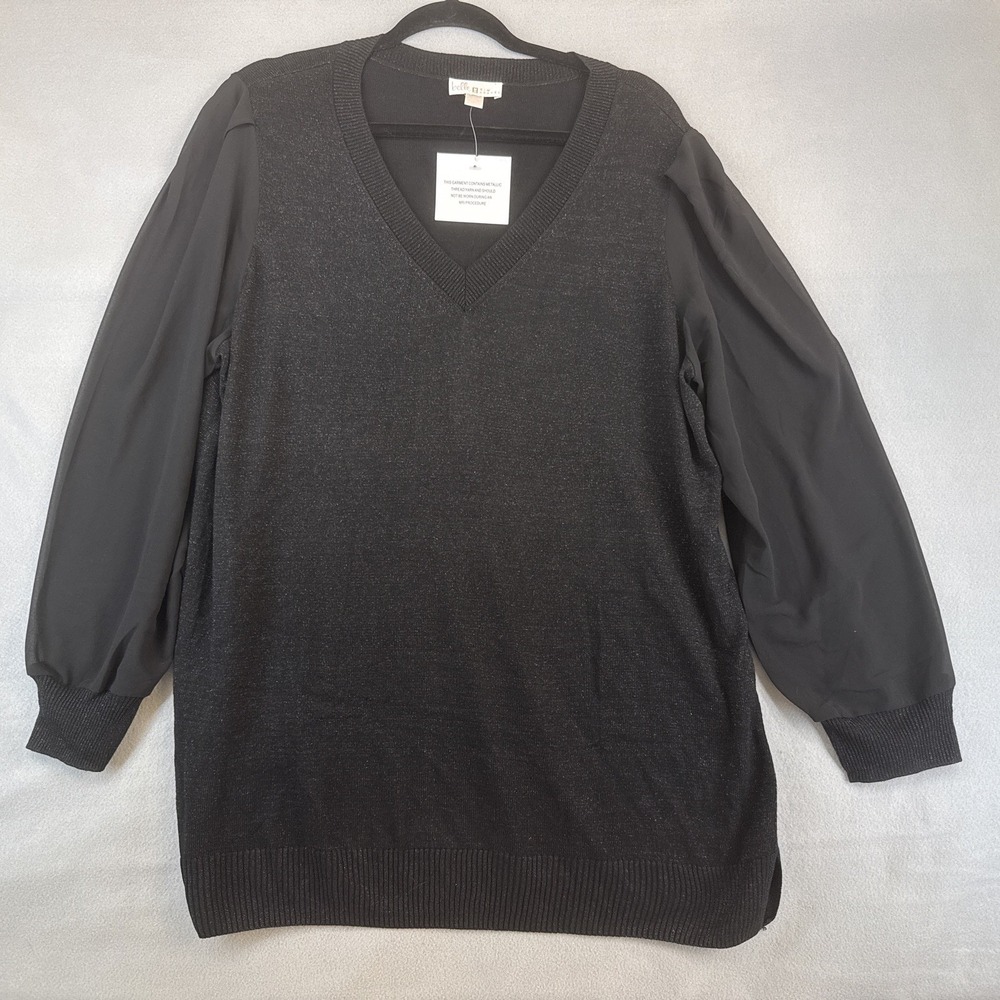 Belle by Kim Gravel Women's Size 1X Light Sweater Sheer Sleeves